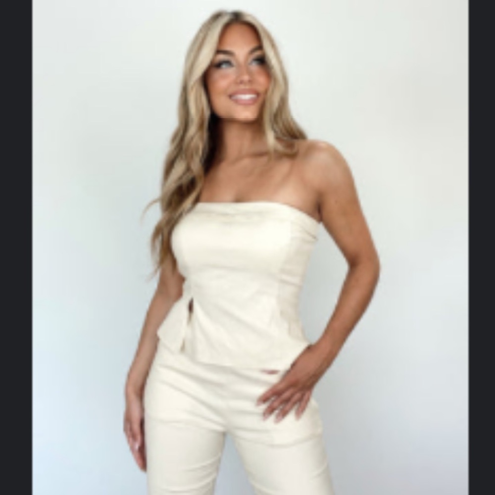 Elegant Cream Strapless Jumpsuit